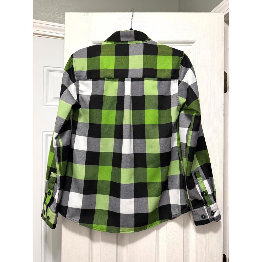 Dixxon Flannel Co Dragula Womens Size M Neon Green Plaid Rare Horror Limited - Picture 3 of 3